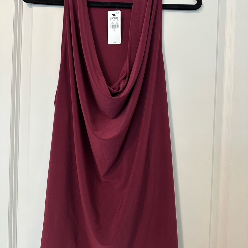 Express Burgundy Cowl Neck Tank Top